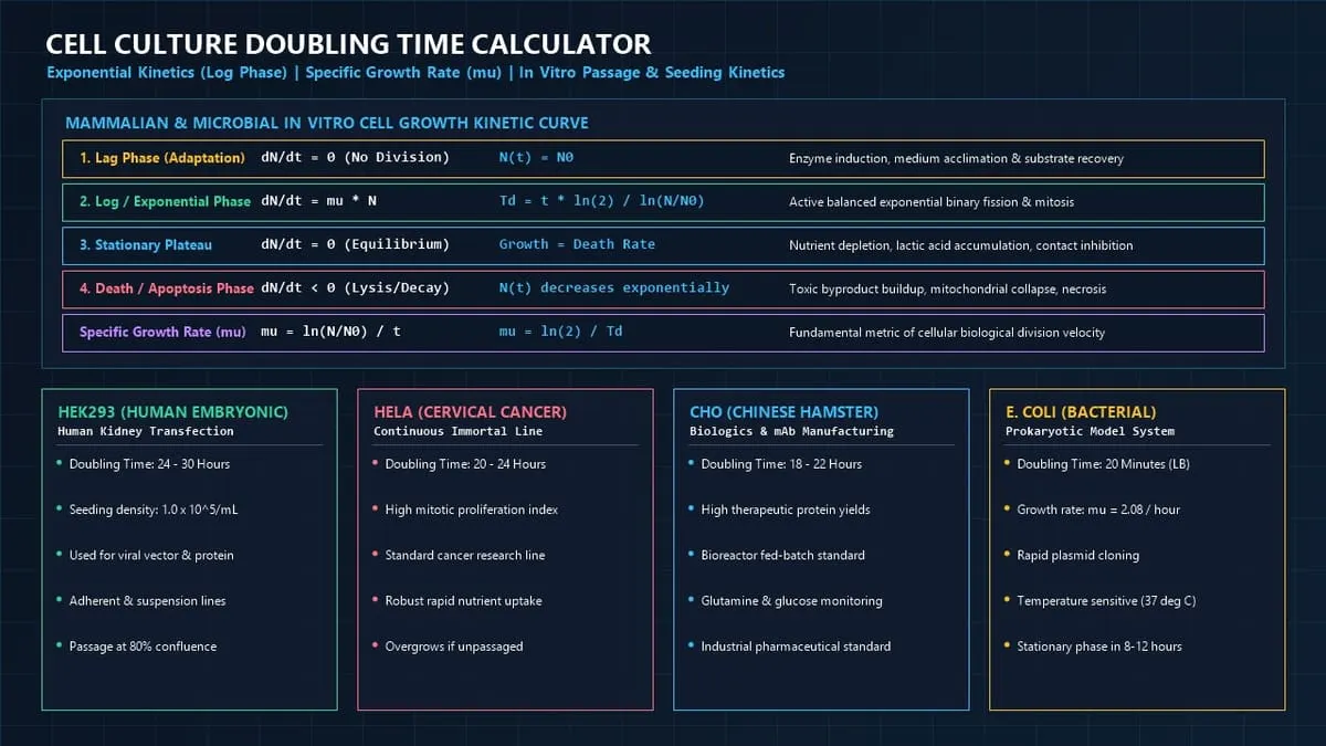 Cell Culture Doubling Time Calculator Infographic