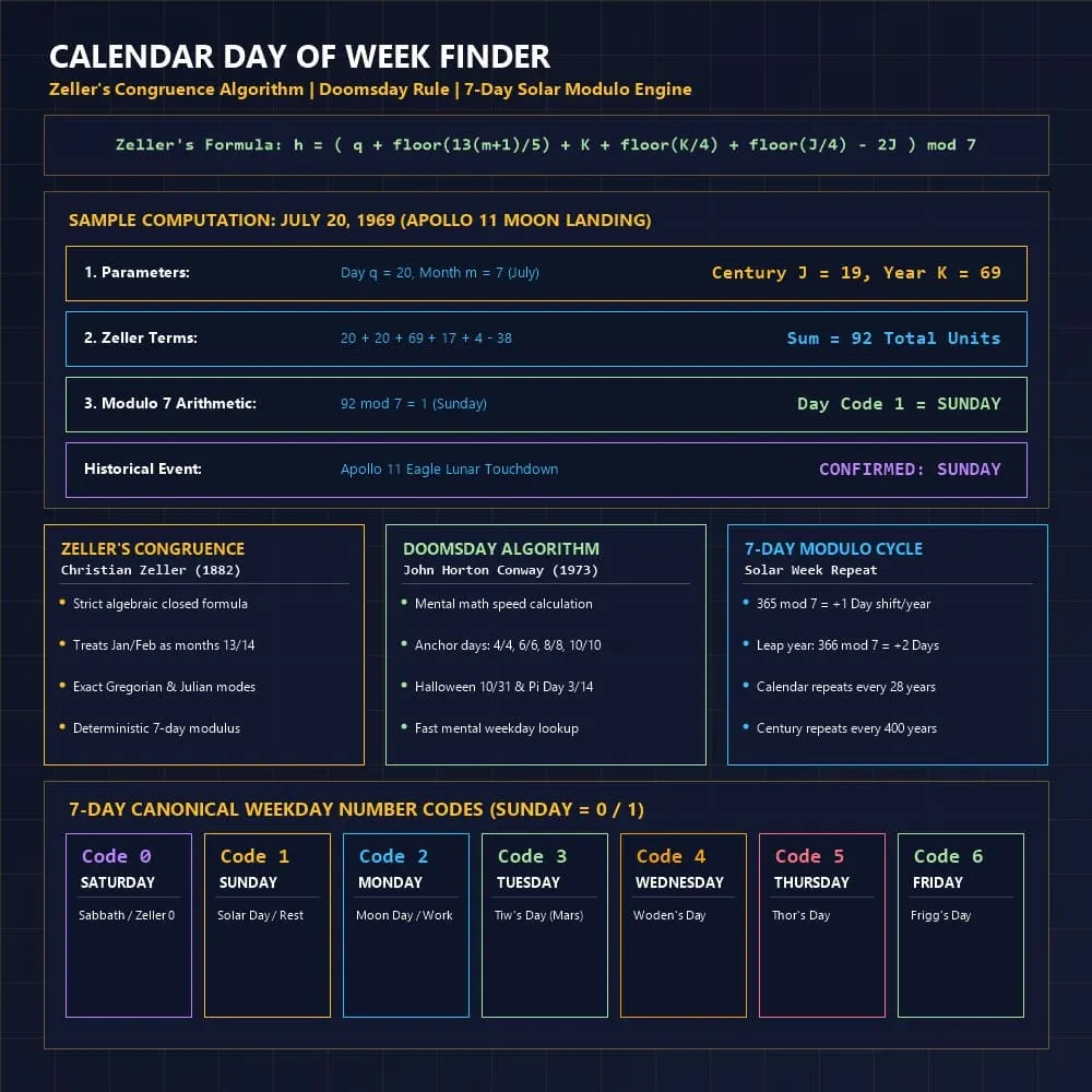Calendar Day of Week Finder Infographic