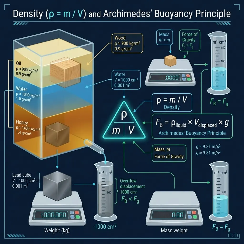 Density, Mass, Volume, and Archimedes' Buoyancy Principle