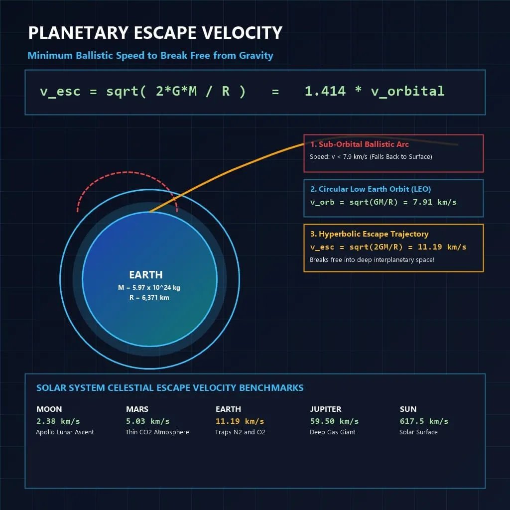 Planetary Escape Velocity Trajectories and Celestial Benchmarks