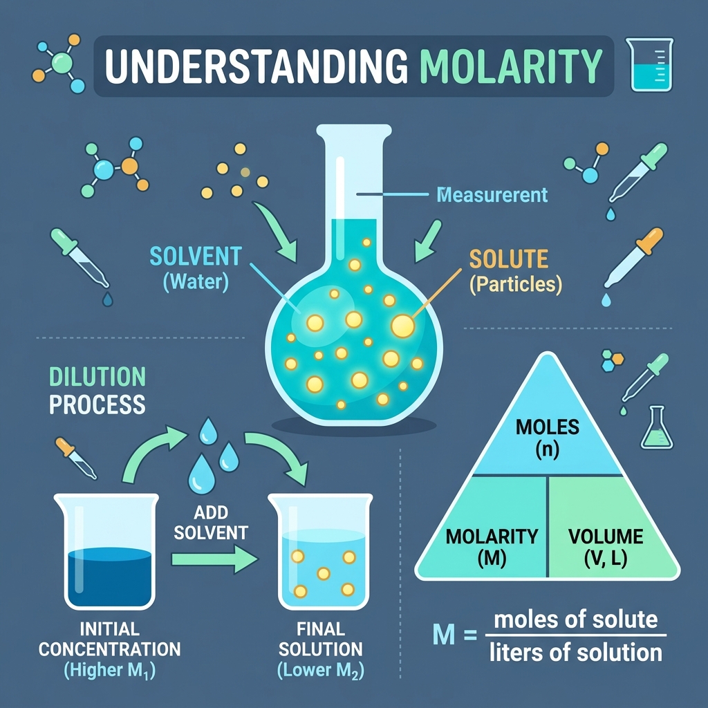 Understanding Molarity and Chemical Solution Dilution Infographic