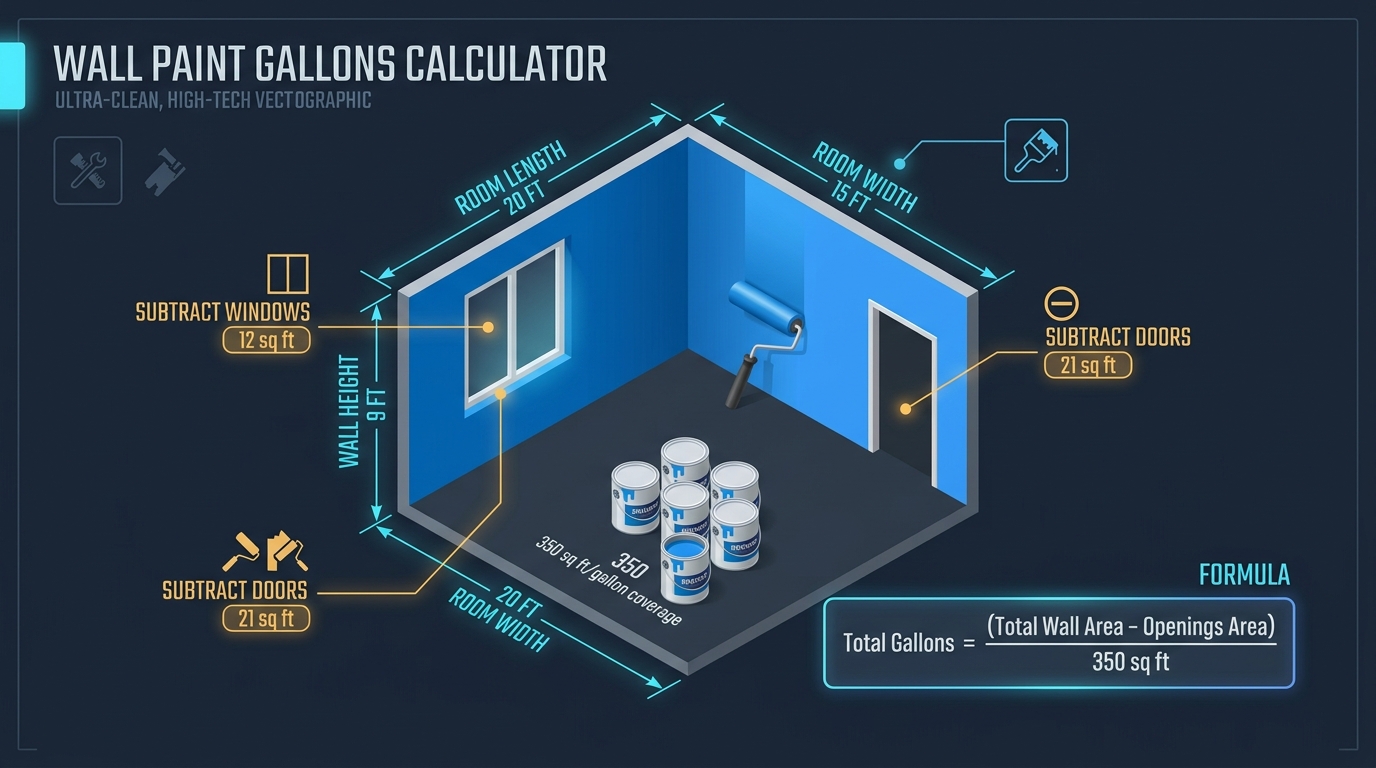 Wall Paint Gallons Calculator Infographic