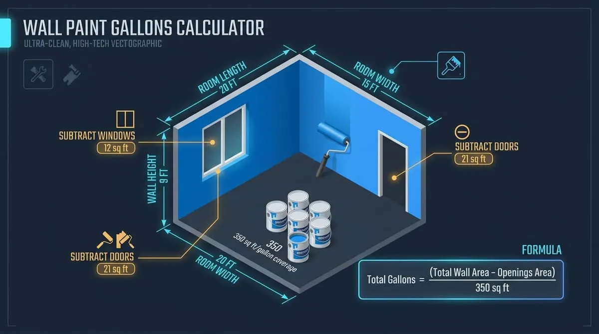 Wall Paint Gallons Calculator Infographic
