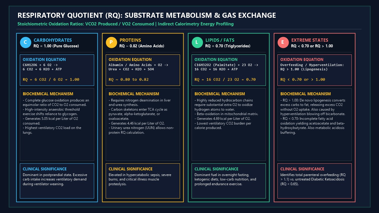 Respiratory Quotient (RQ): Substrate Metabolism and Gas Exchange