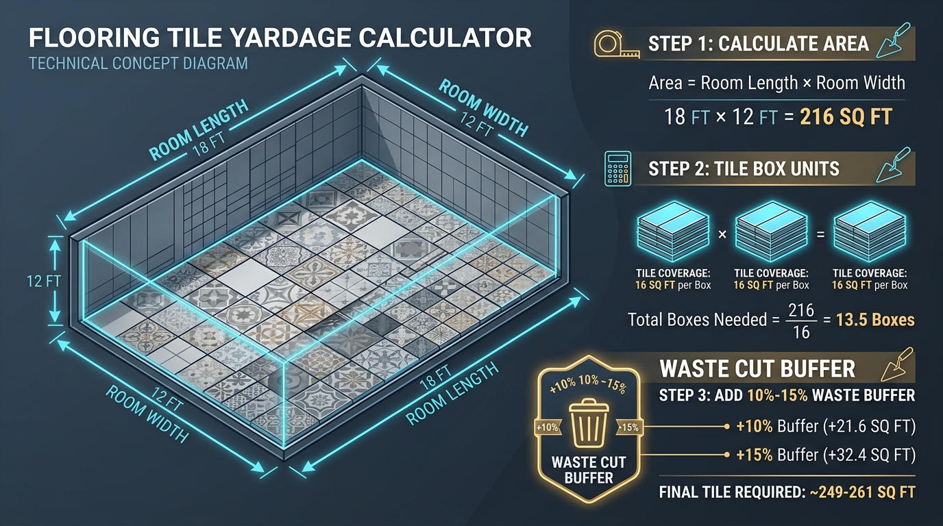 Flooring Tile Yardage Calculator Infographic