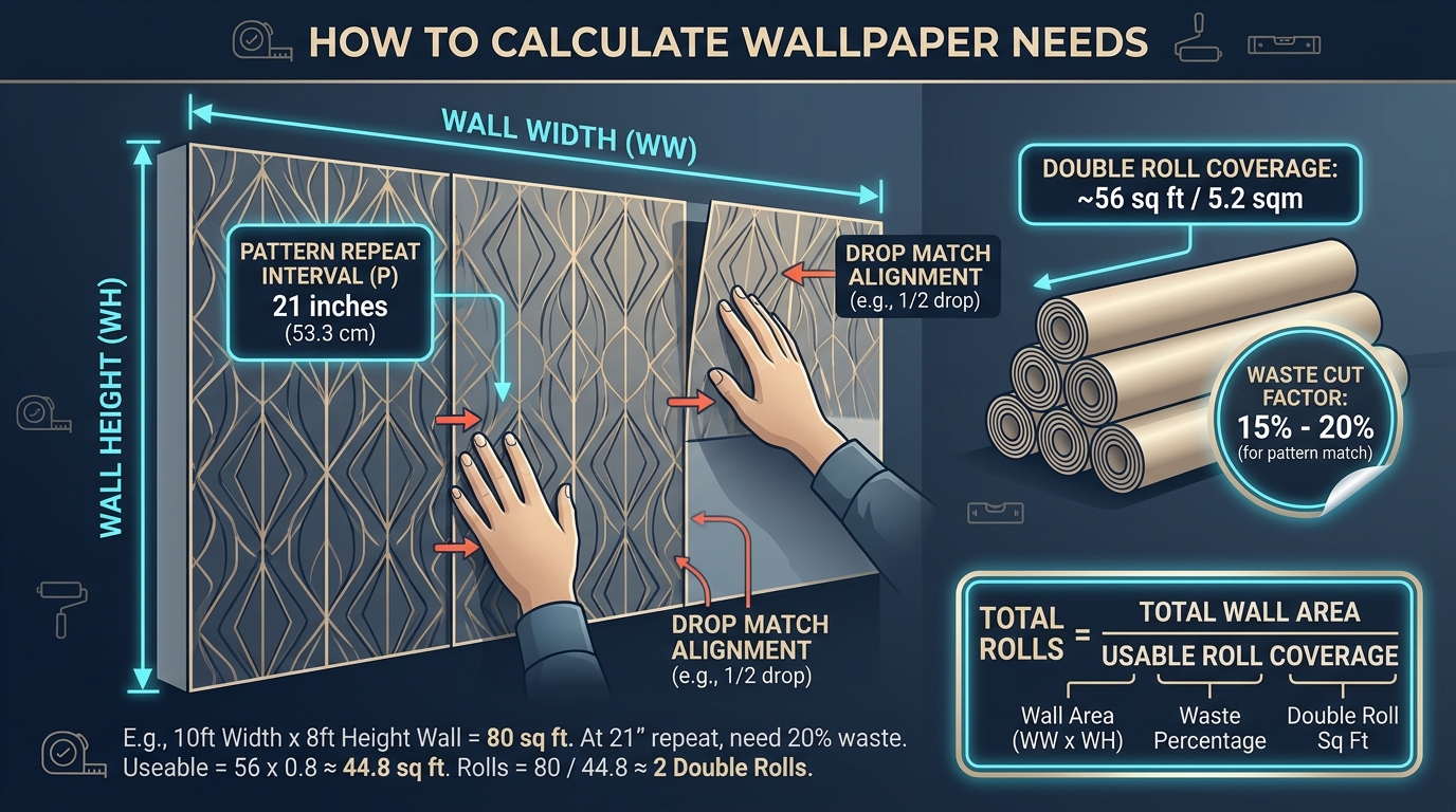 Wallpaper Roll Calculator Infographic