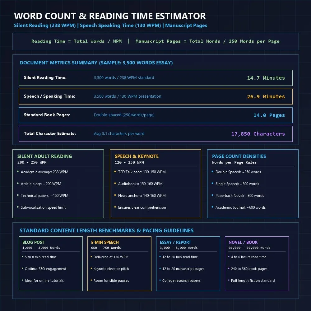 Word Count & Reading Time Estimator Infographic