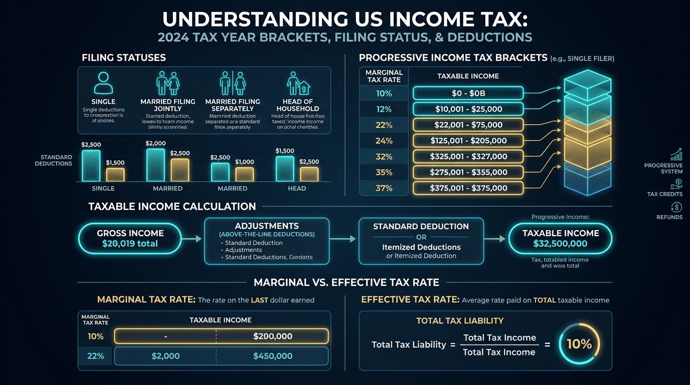 Income Tax & Tax Brackets Comprehensive Infographic