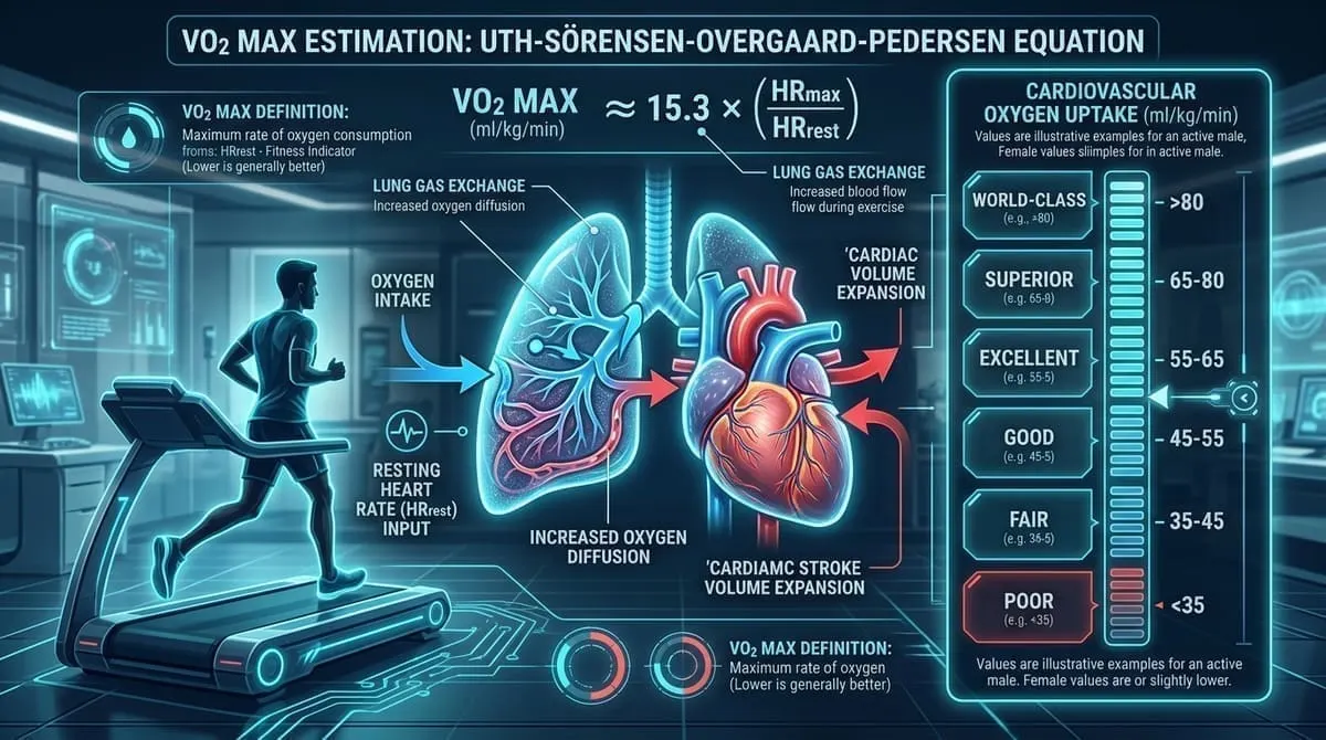 VO2 Max Estimation: Uth-Sørensen-Overgaard-Pedersen Equation Infographic